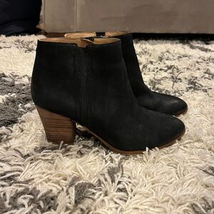Franco Sarto Black Suede Leather Ankle Boots